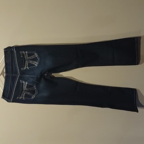 Seven7 Boot Cut Jeans Denim Dark Blue Jeans - Picture 7 of 8